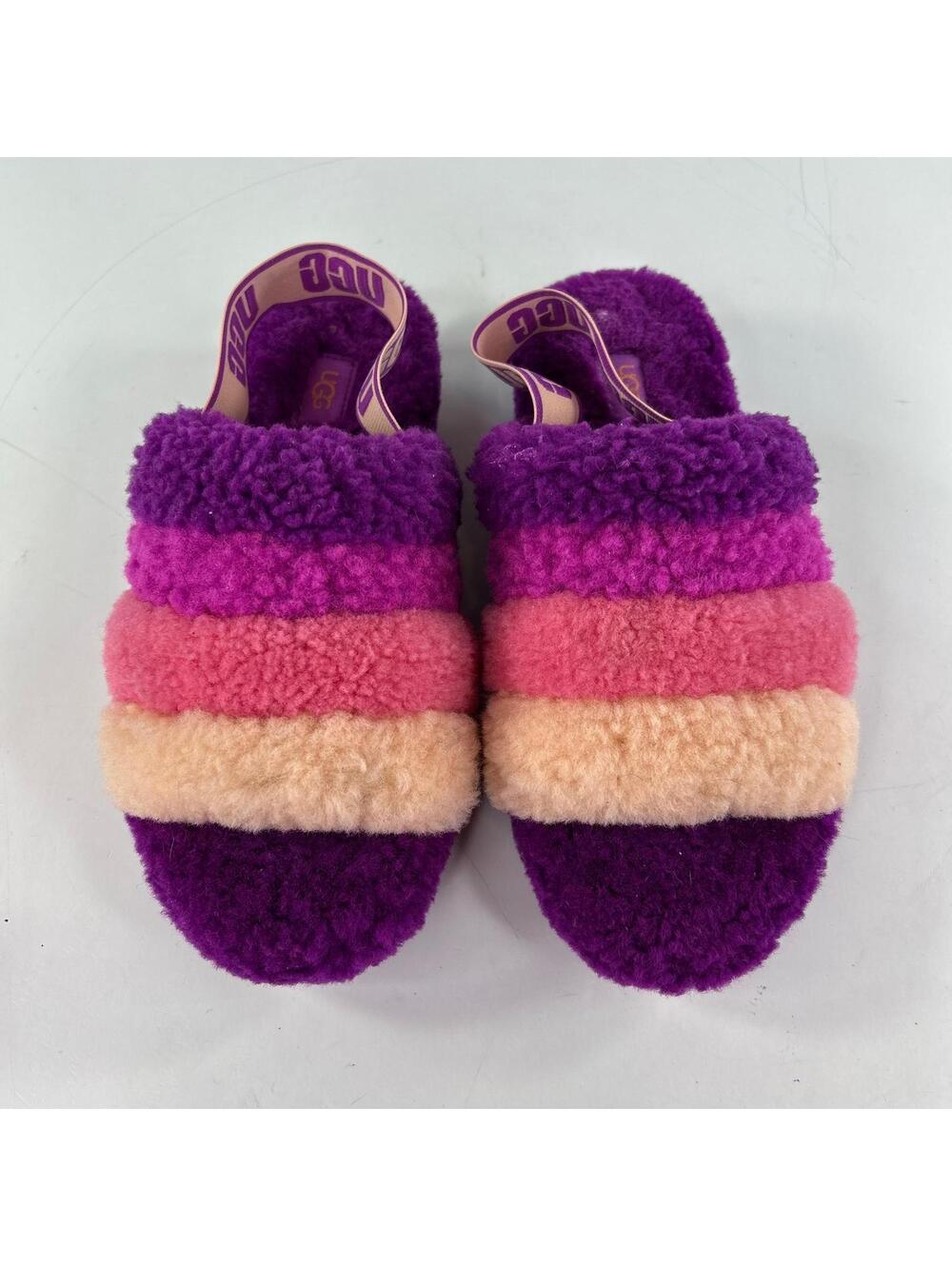 UGG Fluff Yeah Slide sandals US 9 Berrylicious gradient Purple Shearling Slipper - Picture 10 of 12